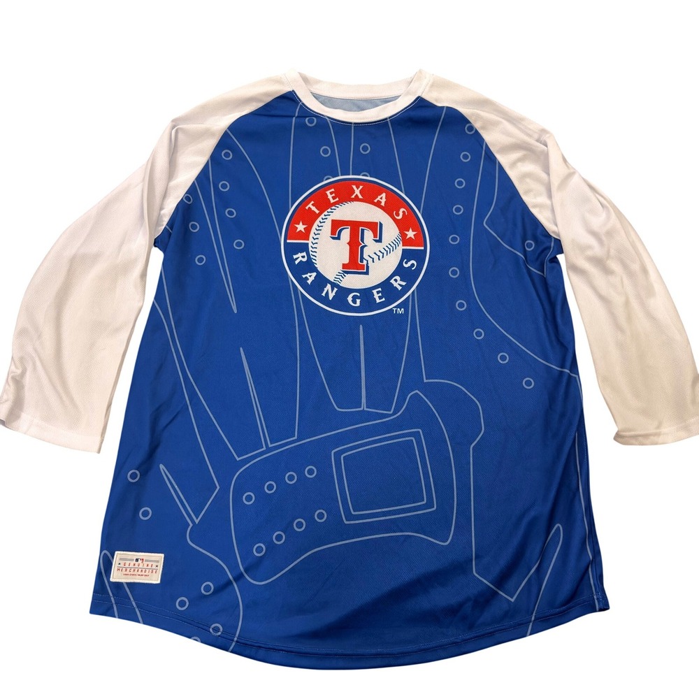 Texas Rangers SportsCrate MLB Baseball Shirt Blue White Raglan XL 2017 Limited